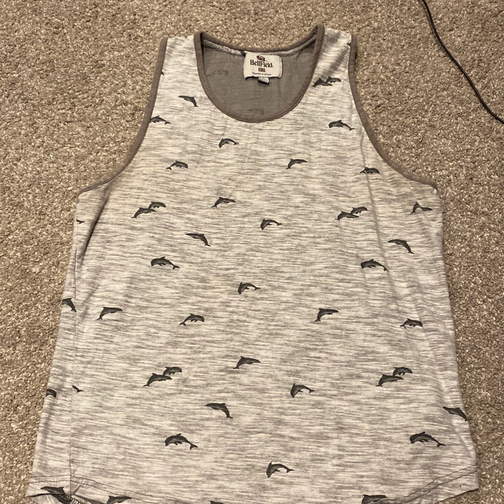 Grey dolphin patterned BellField muscle shirt